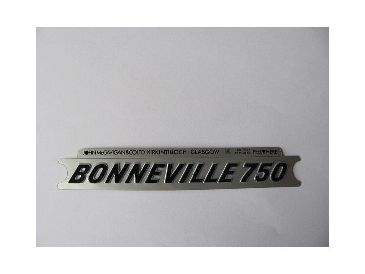 Triumph Bonneville 750 Side Cover Badge Sticker Black & Silver