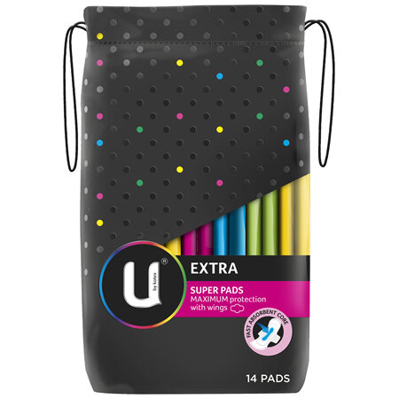 U by Kotex Extra Pads Super with Wings 14 Pack