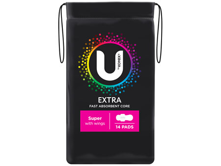 U by Kotex Extra Pads Super with Wings 14 Pack