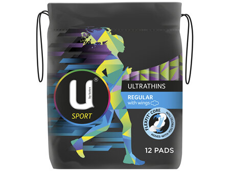 U by Kotex Regular Sport Ultrathins With Wings 12 Pack