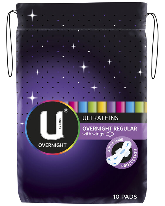 U By Kotex Ultrathin Overnight Pads with Wings 10 Pack