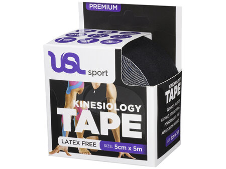 USL Premium Kinesiology Tex Tape Black 5cm x 5m