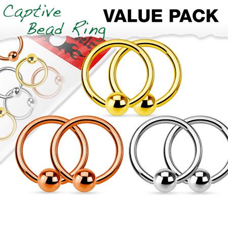 Value Pack 3 Pairs Annealed  IP Captive Bead Rings