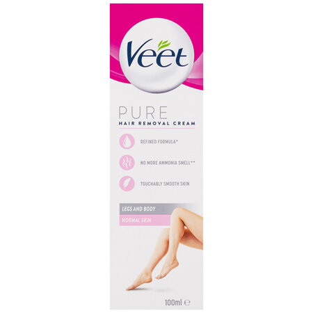 Veet Pure Hair Removal Cream Legs and Body Normal Skin 100mL