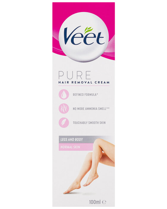 Veet Pure Hair Removal Cream Legs and Body Normal Skin 100mL - Davey Street  Discount Pharmacy