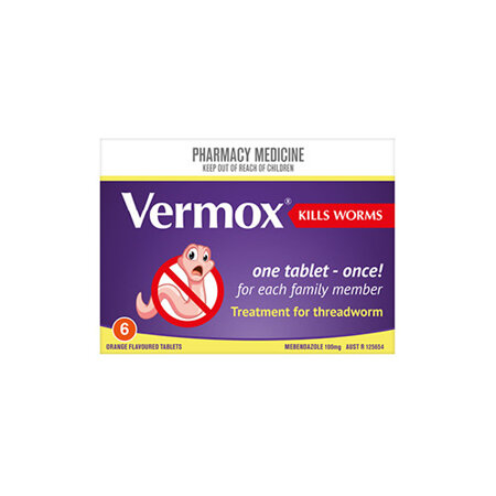 Vermox 100mg Tablets 6s