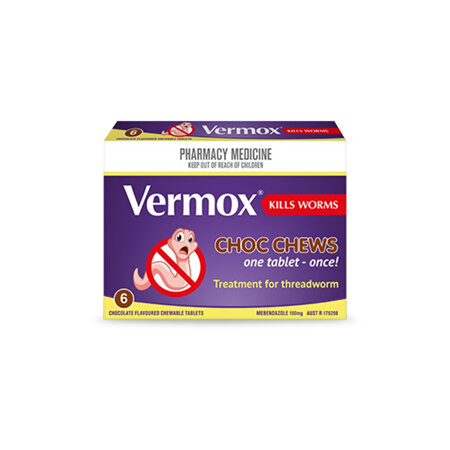 VERMOX Choc Chews Tabs 6s