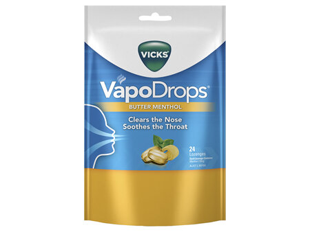 Vicks VapoDrops Butter Menthol Lozenges 24 Pack