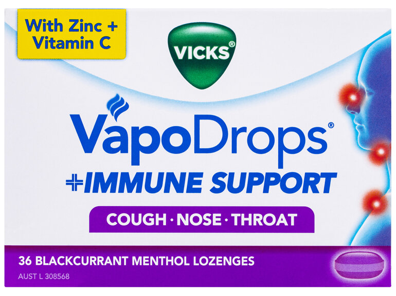 Vicks VapoDrops Immune Support Blackcurrant 36pk