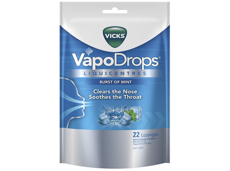 Vicks VapoDrops Liquicentres Burst of Mint Lozenges 22 Pack