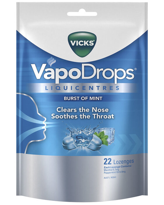 Vicks VapoDrops Liquicentres Burst of Mint Lozenges 22 Pack