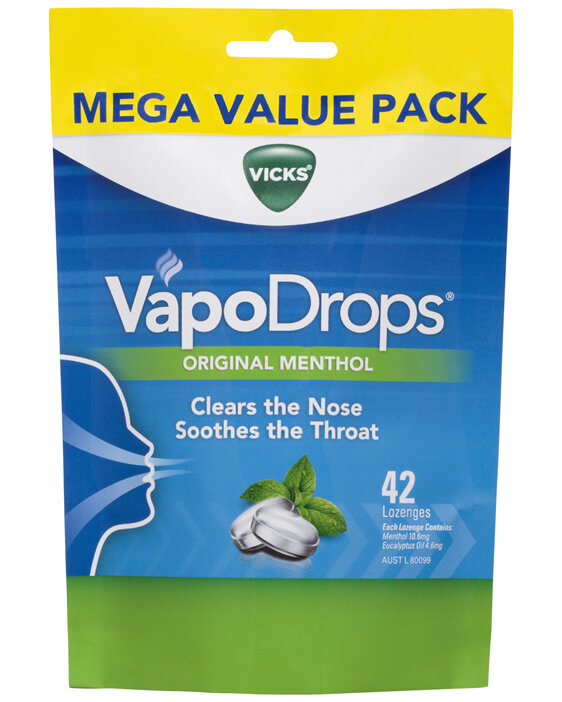 Vicks VapoDrops Original Menthol 42 Lozenges - Cough & Cold