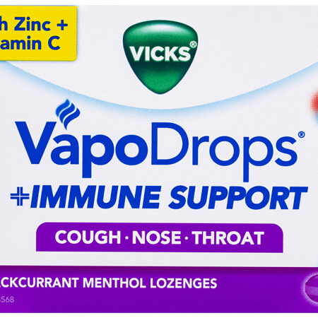 VICKS VapoDrops+Immune Support Blackcurrant 16 Lozenges
