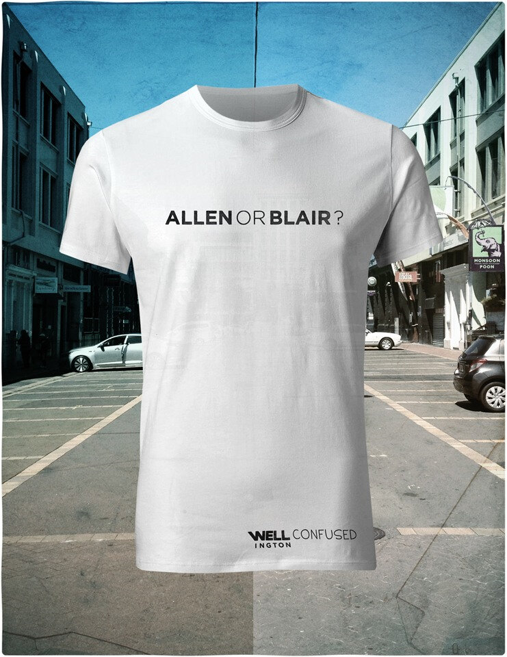 Well Confused, Black on White T-Shirt - Allen or Blair