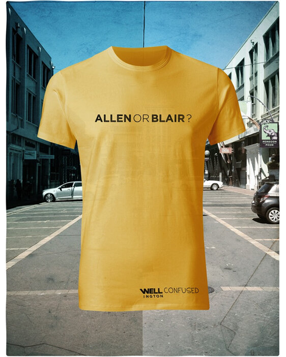 Well Confused, Black on Yellow T-Shirt - Allen or Blair