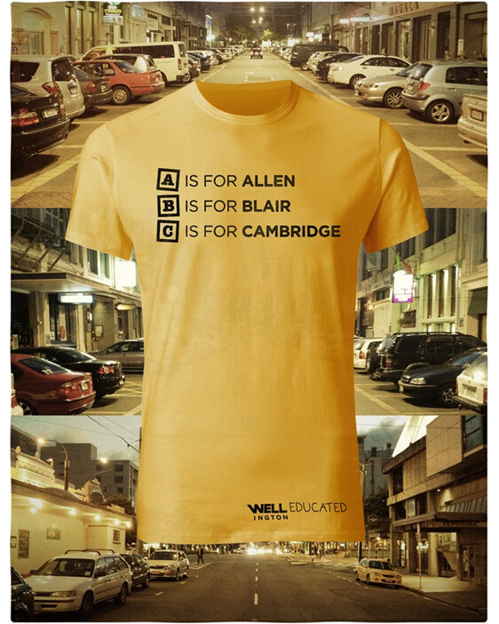 Well Educated, Black on Yellow T-Shirt - ABC