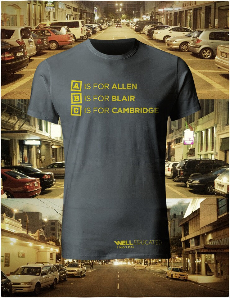 Well Educated, Yellow on Charcoal T-Shirt - ABC