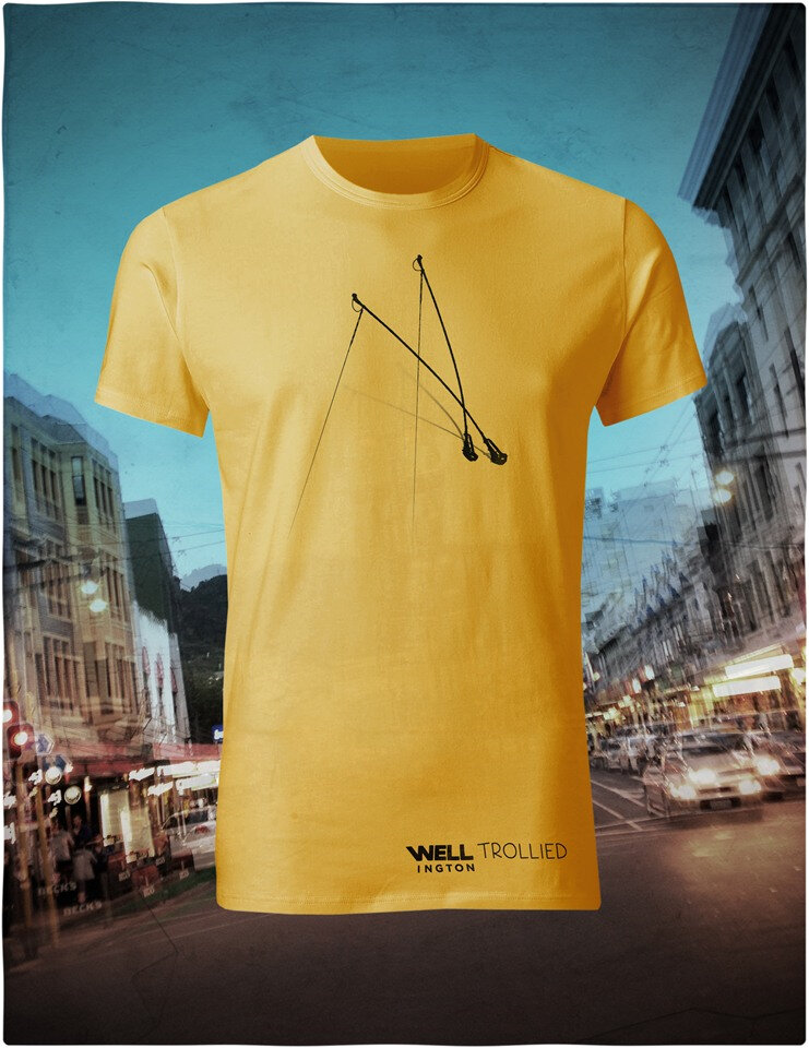 Well Trollied, black on yellow T-Shirt