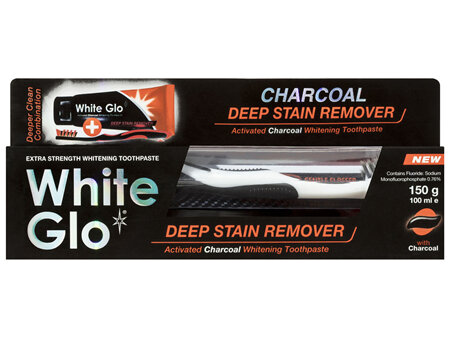White Glo Charcoal Deep Stain Remover Toothpaste + Toothbrush