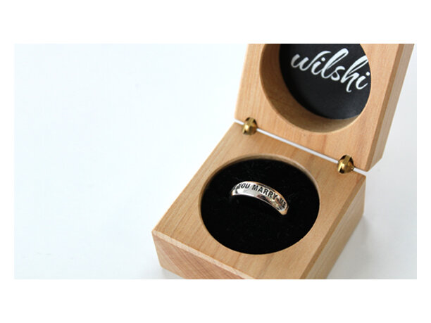 Wilshi classic proposal ring in handmade wooden box