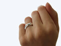 Wilshi classic proposal ring on the hand