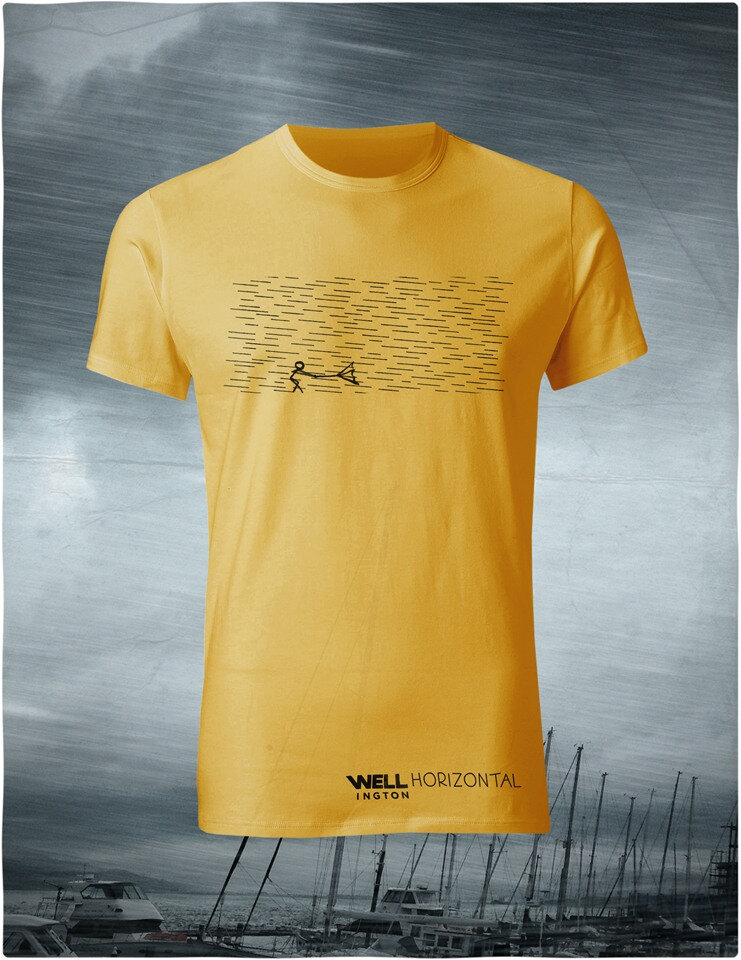 Windy Wellington, black on yellow T-Shirt