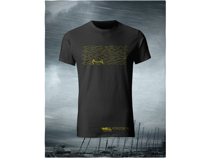 Windy Wellington, yellow on black T-Shirt