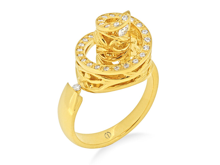 yellow gold and diamond spiral ring