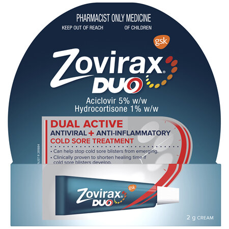 Zovirax Duo Cold Sore Treatment Cream Tube 2g
