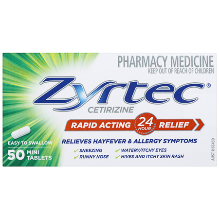 Zyrtec Antihistamine & Hayfever Rapid Acting Relief Allergy Tablets 50 Pack