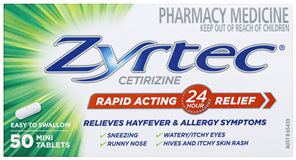 Zyrtec Antihistamine & Hayfever Rapid Acting Relief Allergy Tablets 50 Pack