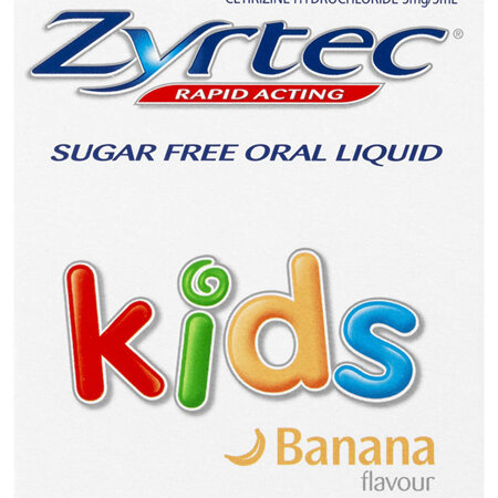Zyrtec Cetirizine Kids Fast Acting Relief Sugar Free Banana 200mL