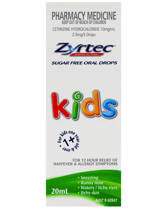 Zyrtec Cetirizine Kids Fast Acting Relief Sugar Free 20mL