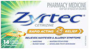 Zyrtec Cetirizine Rapid Acting Relief 14 Capsules