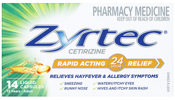 Zyrtec Cetirizine Rapid Acting Relief 14 Capsules