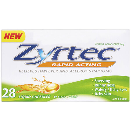 Zyrtec Cetirizine Rapid Acting Relief 28 Capsules