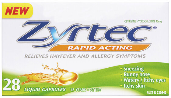 Zyrtec Cetirizine Rapid Acting Relief 28 Capsules