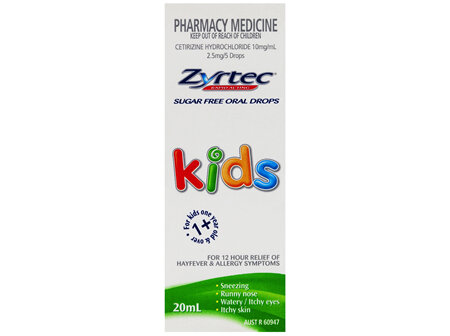 Zyrtec Kids Allergy & Hayfever Relief Antihistamine Oral Drops 20mL