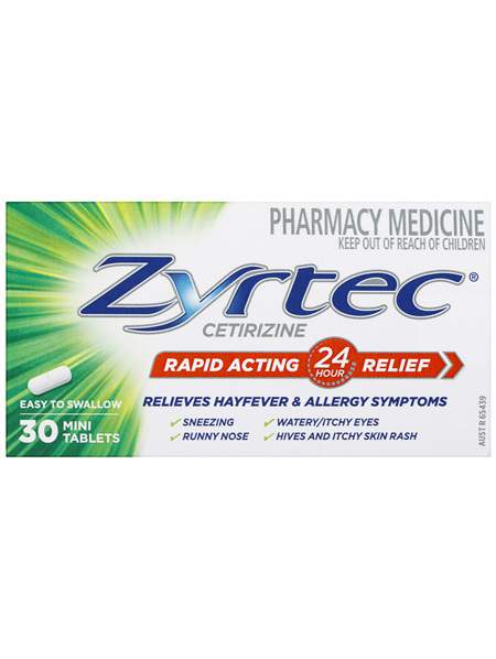 Zyrtec Rapid Acting Allergy & Hayfever Mini Tablets 30 Pack