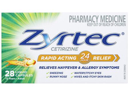 Zyrtec Rapid Acting Hayfever & Allergy Relief Antihistamine Liquid Capsules 28 Pack