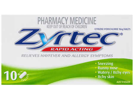 Zyrtec Rapid Acting Hayfever & Allergy Relief Antihistamine Mini Tablets 10 Pack