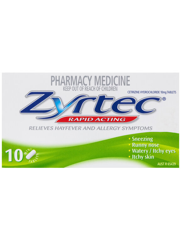 Zyrtec Rapid Acting Hayfever & Allergy Relief Antihistamine Mini Tablets 10 Pack