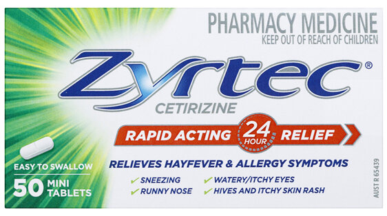 Zyrtec Rapid Acting Hayfever & Allergy Relief Antihistamine Mini Tablets 50 Pack